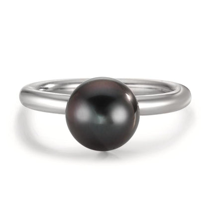 Ringe Sølv rhodineret Tahitisk perle 8-9 mm