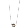 Collier Sølv rhodineret Tahitisk perle, 10 mm 38-50 cm