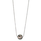 Collier Sølv rhodineret Tahitisk perle, 10 mm 38-50 cm