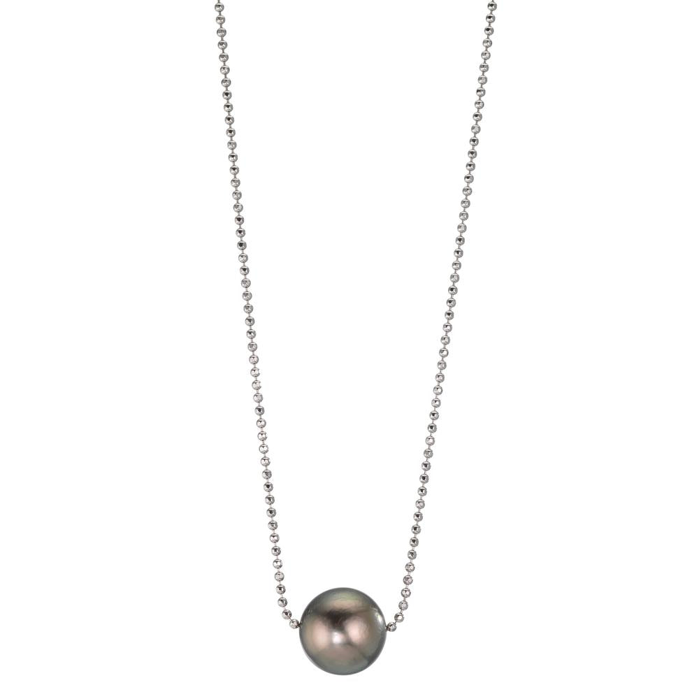 Collier Sølv rhodineret Tahitisk perle, 10 mm 38-50 cm