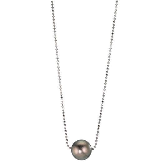 Collier Sølv rhodineret Tahitisk perle, 10 mm 38-50 cm
