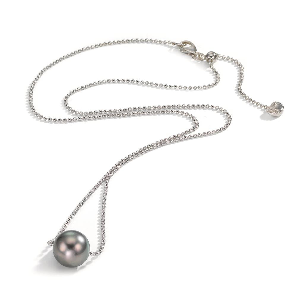 Collier Sølv rhodineret Tahitisk perle, 10 mm 38-50 cm