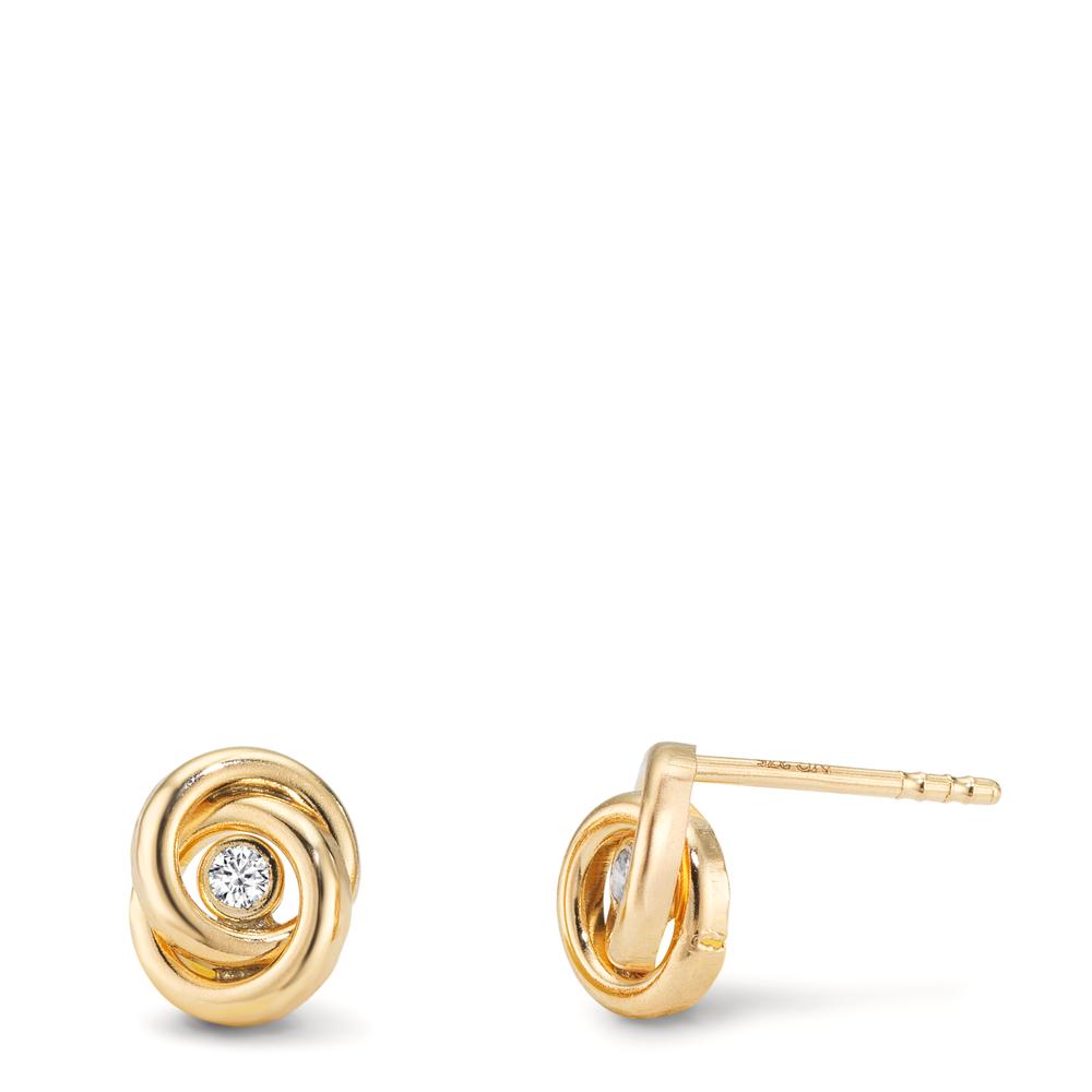 Ørestikker 375/9K guld Zirconia 2 Sten Ø7 mm