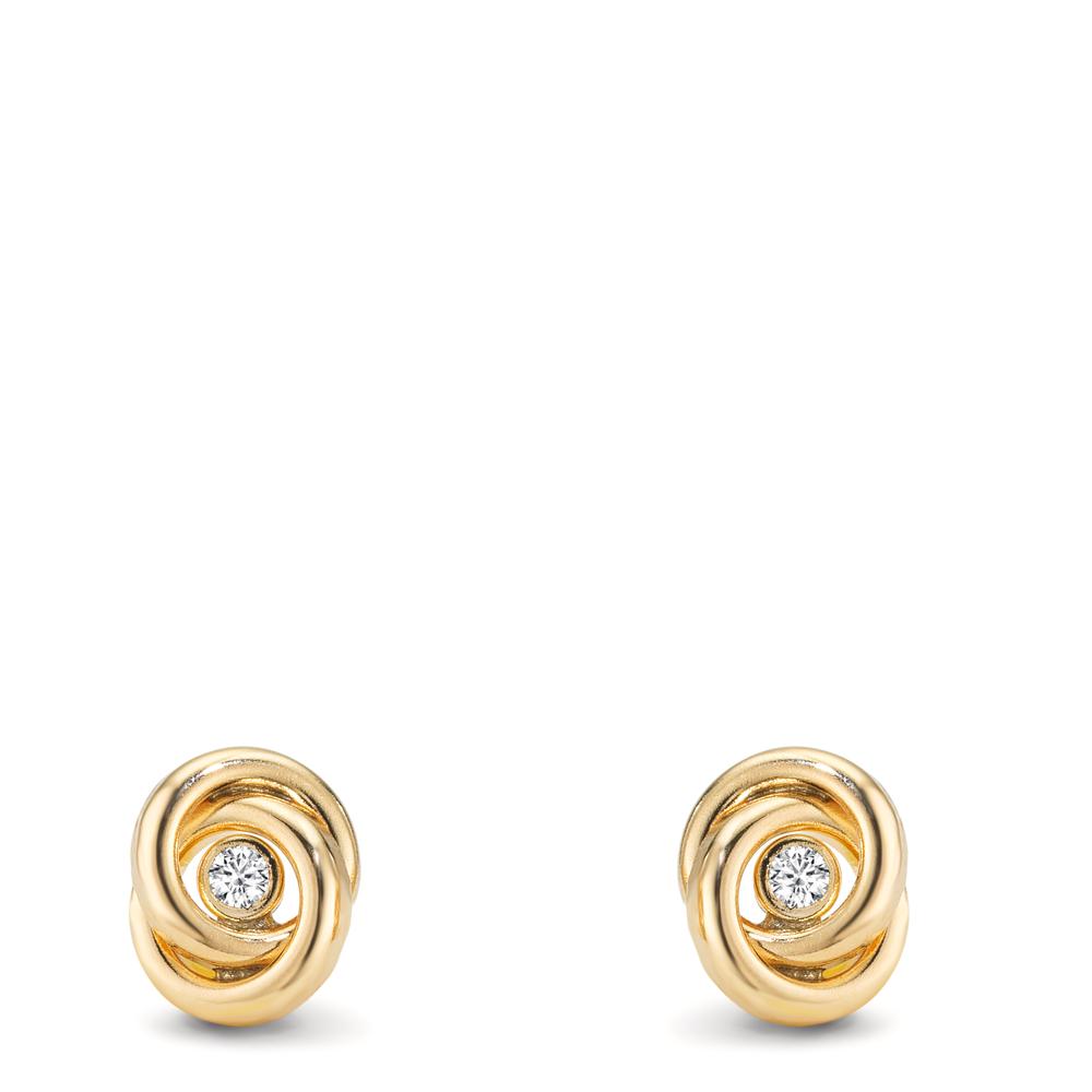 Ørestikker 375/9K guld Zirconia 2 Sten Ø7 mm