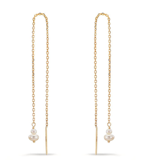 Hænge øreringe 375/9K guld Ferskvands kulturperle, 4 Perler 2.5-4 mm