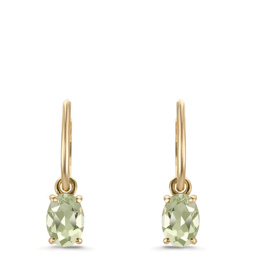 Kreoler med krog 375/9K guld Ametyst grøn , 2 Sten