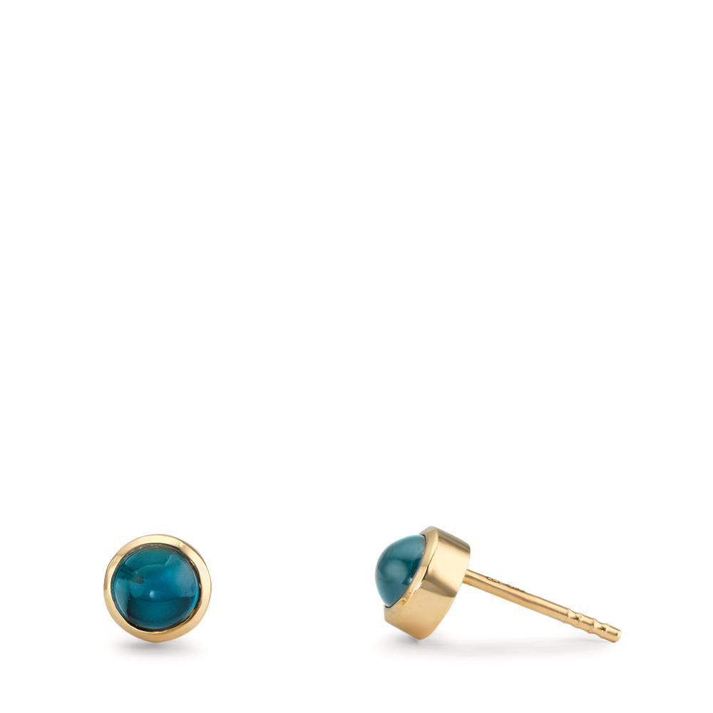 Ørestikker 375/9K guld London Blue Topaz 2 Sten Ø5 mm