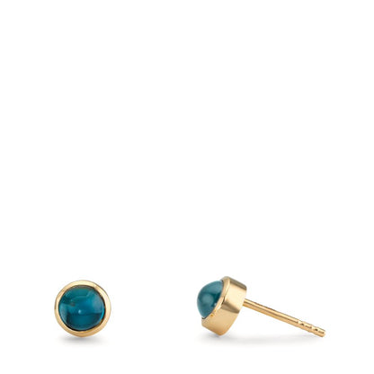 Ørestikker 375/9K guld London Blue Topaz 2 Sten Ø5 mm