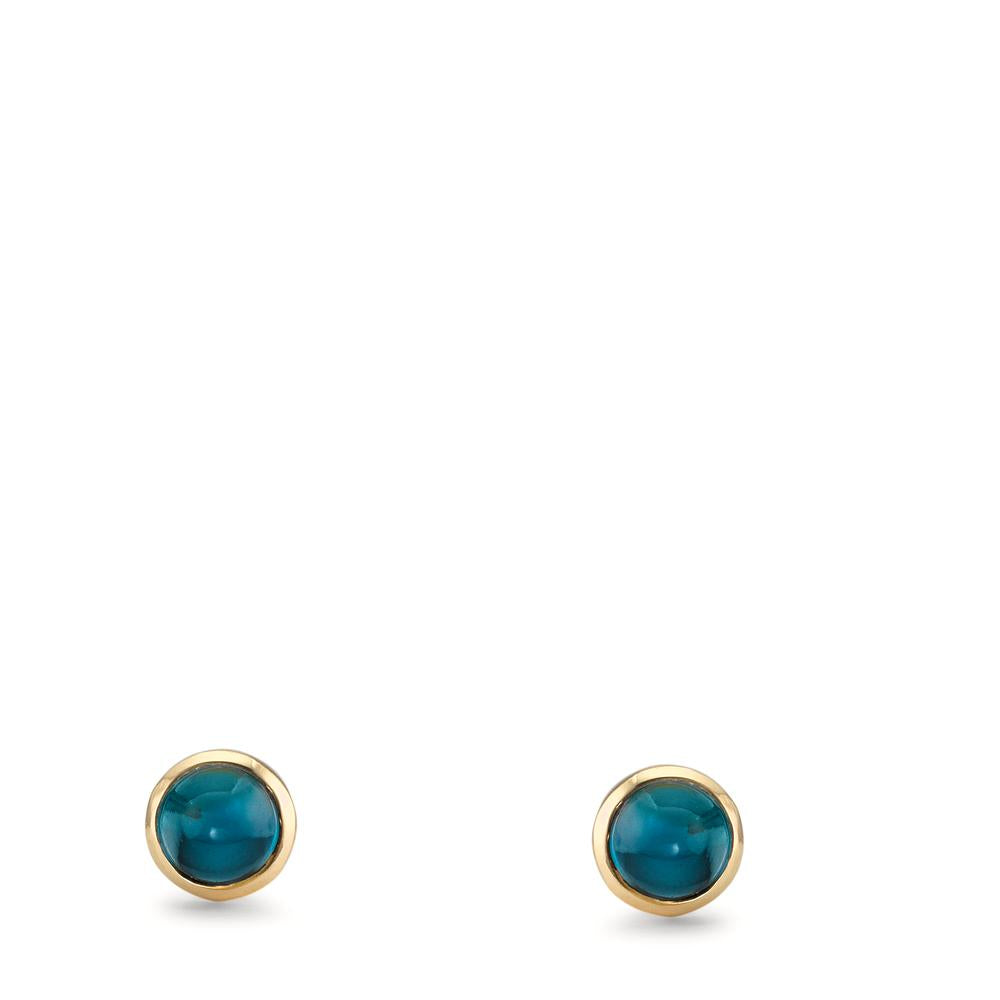 Ørestikker 375/9K guld London Blue Topaz 2 Sten Ø5 mm