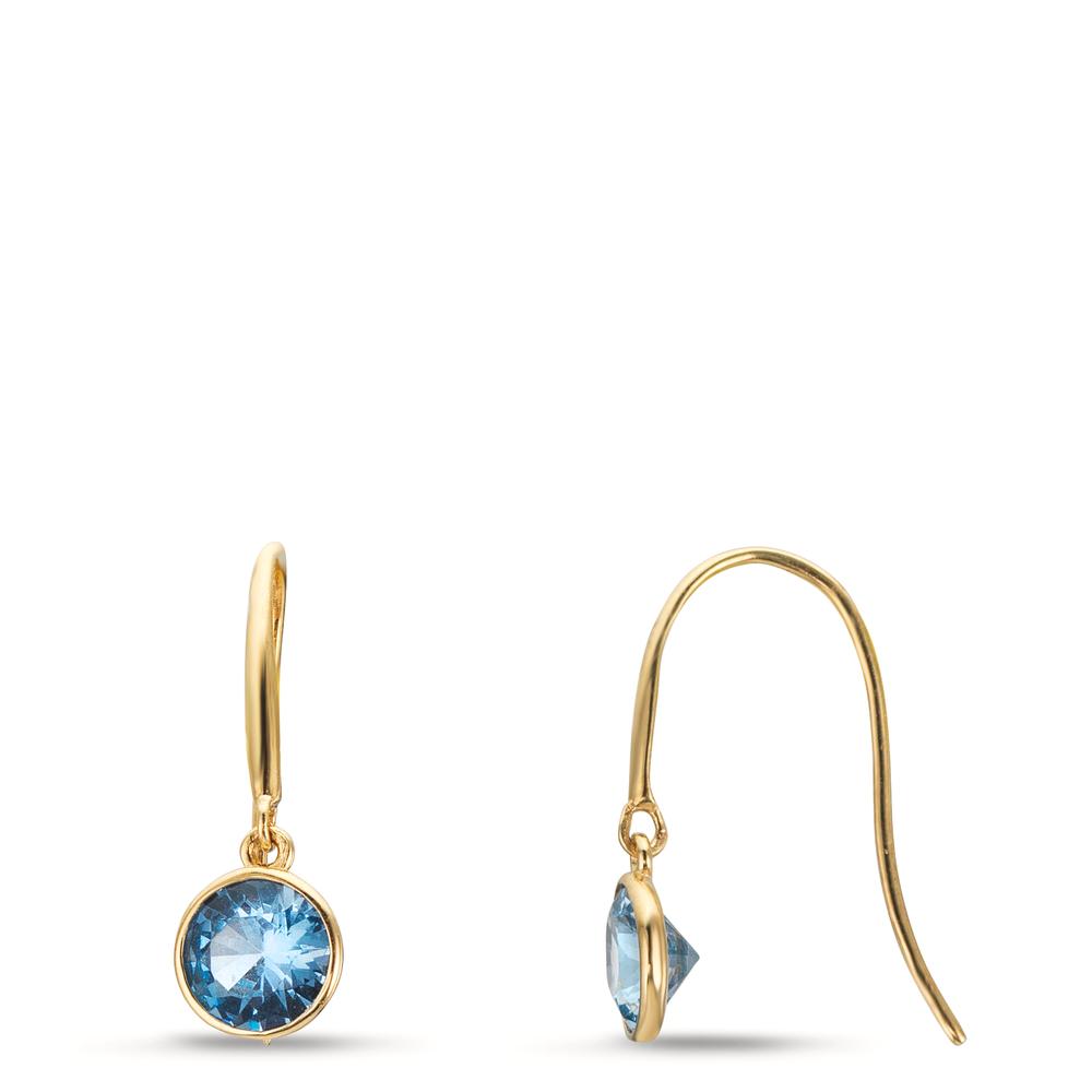 Øreringe 375/9K guld Zirconia lyseblå, 2 Sten