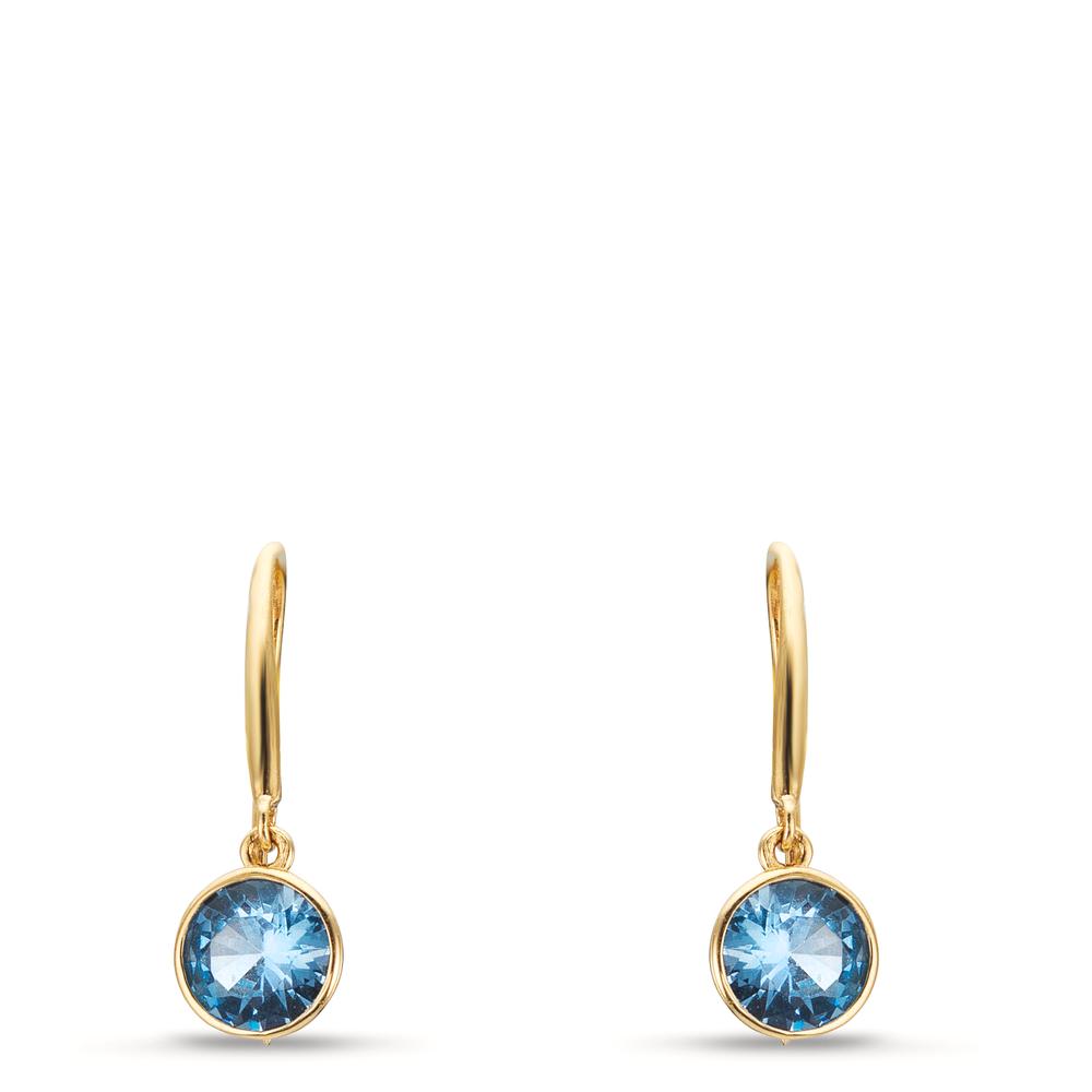 Øreringe 375/9K guld Zirconia lyseblå, 2 Sten