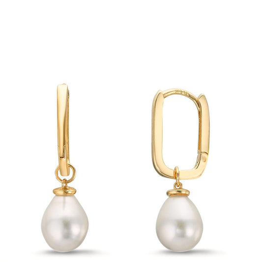 Click kreoler 375/9K guld Ferskvands kulturperle, 2 Perler, 6.5 mm