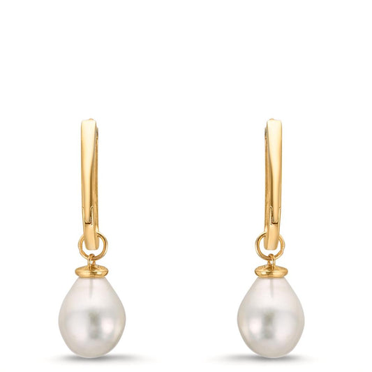 Click kreoler 375/9K guld Ferskvands kulturperle, 2 Perler, 6.5 mm