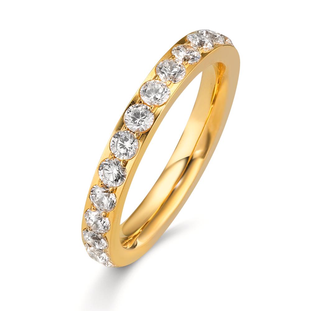 Memory ring Rustfrit stål Zirconia hvid gul IP belagt