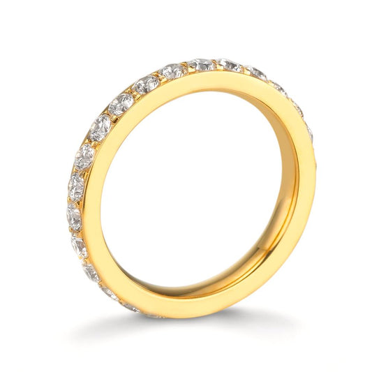 Memory ring Rustfrit stål Zirconia hvid gul IP belagt