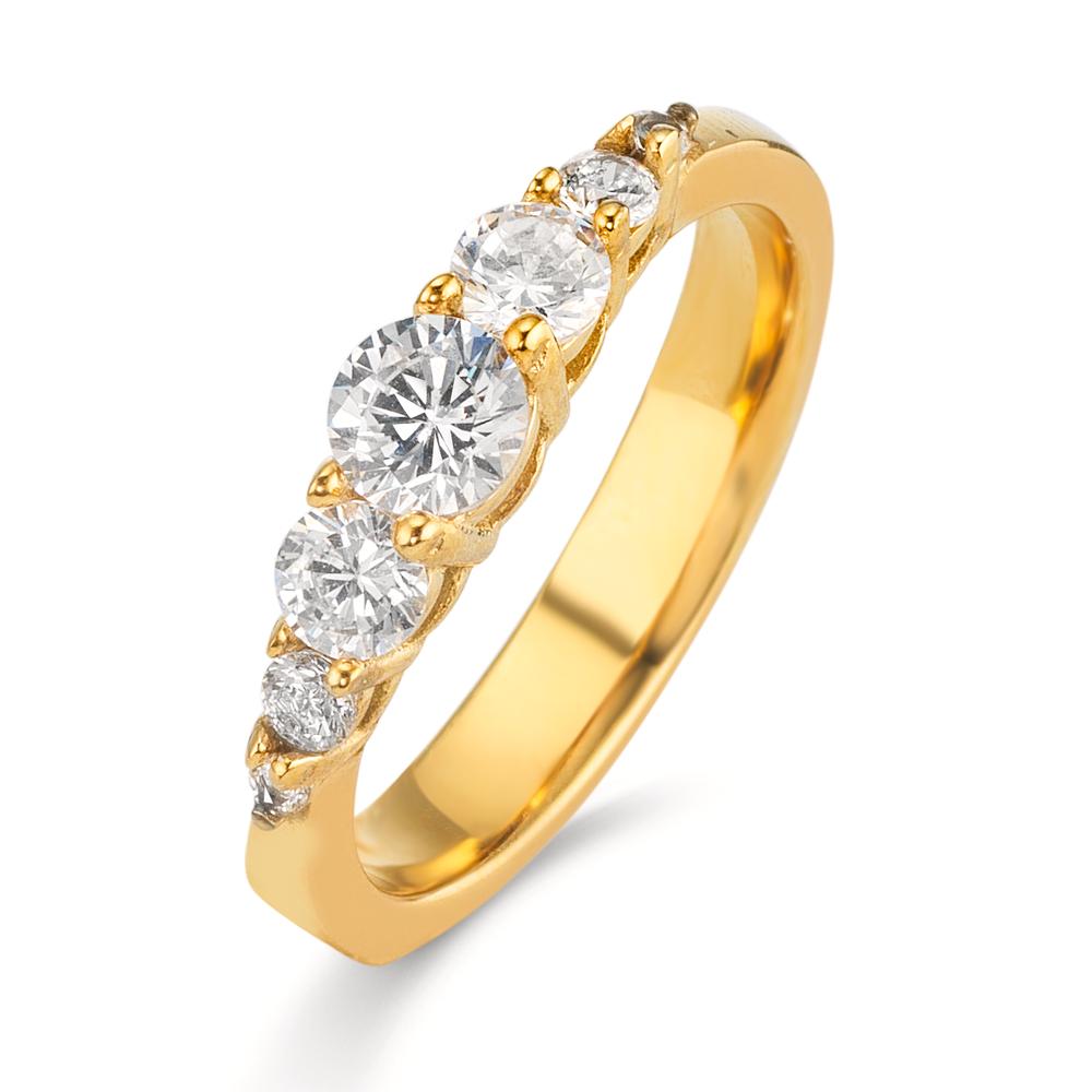 Ringe Rustfrit stål Zirconia hvid , 7 Sten gul IP belagt