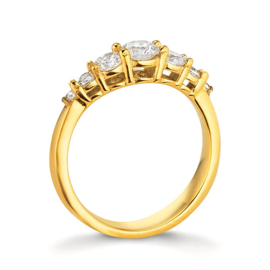 Ringe Rustfrit stål Zirconia hvid , 7 Sten gul IP belagt