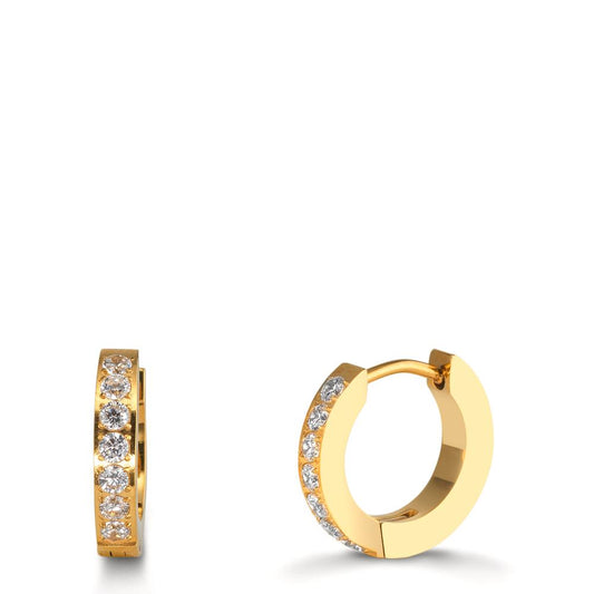 Click kreoler Rustfrit stål Zirconia hvid , 14 Sten gul IP belagt