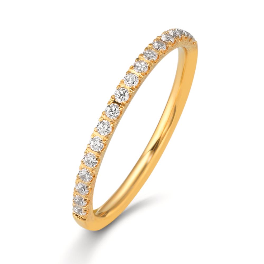 Memory ring Rustfrit stål Zirconia hvid , 20 Sten gul IP belagt