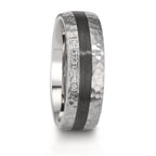 Partnerringe Rustfrit stål, Kulstof Zirconia hvid , 6 Sten