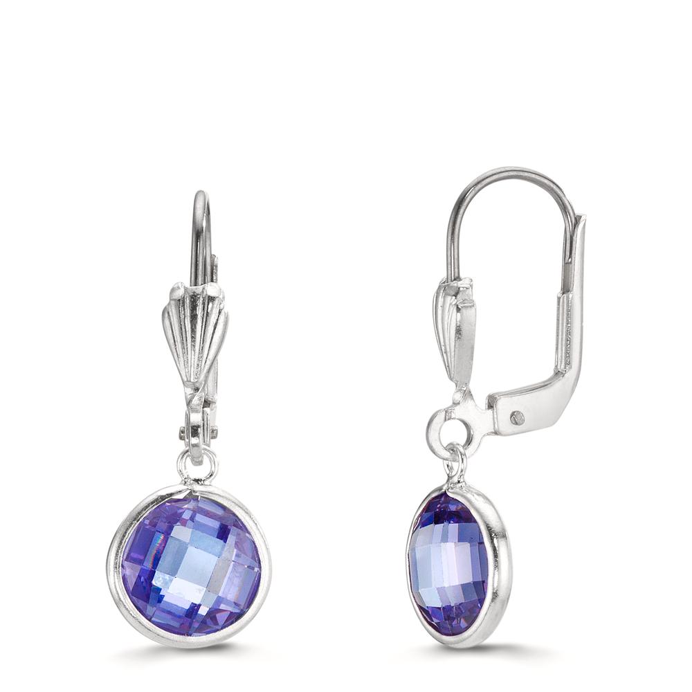 Øreringe Anti-allergisk Zirconia violet , 2 Sten , 8 mm