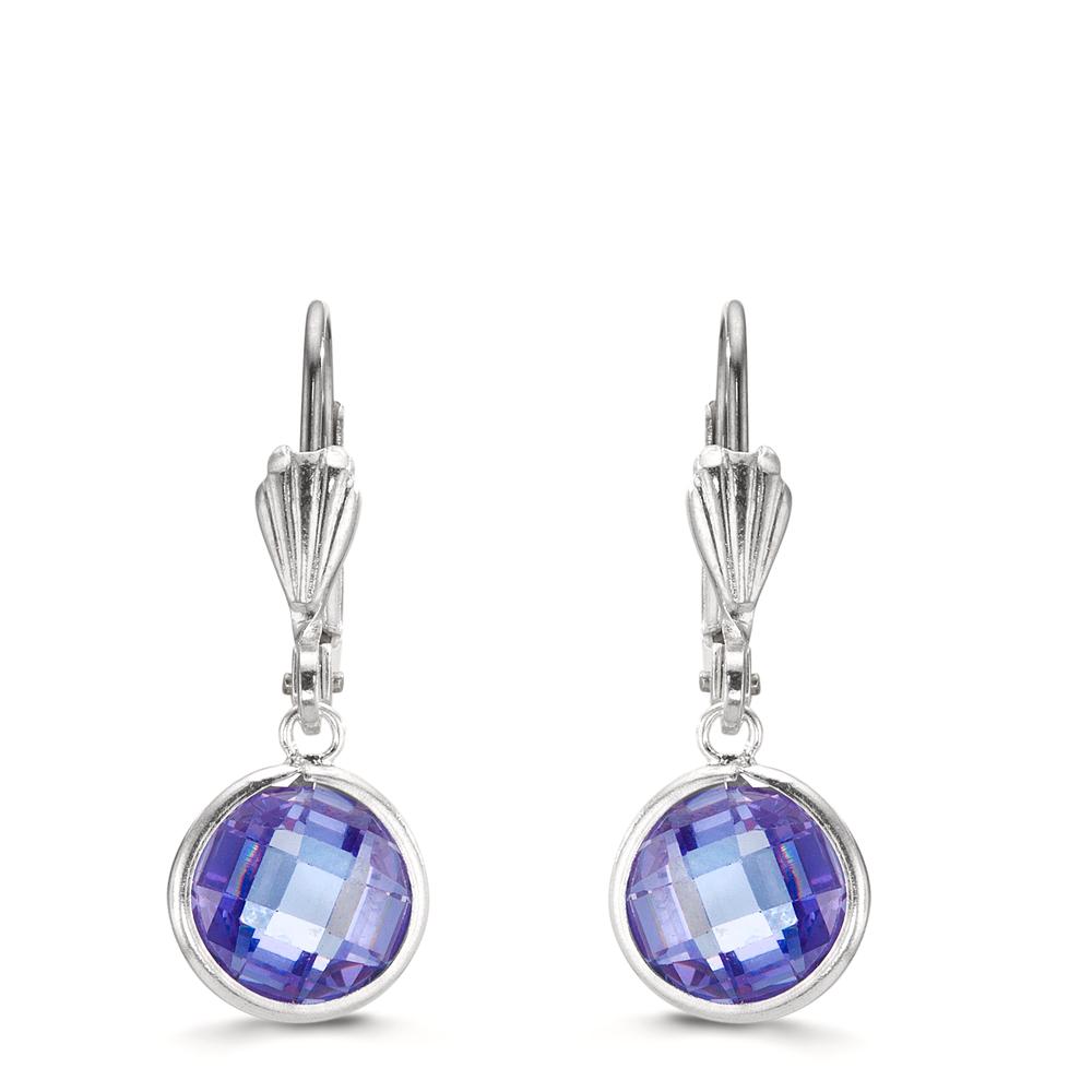 Øreringe Anti-allergisk Zirconia violet , 2 Sten , 8 mm