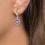 Øreringe Anti-allergisk Zirconia violet , 2 Sten , 8 mm