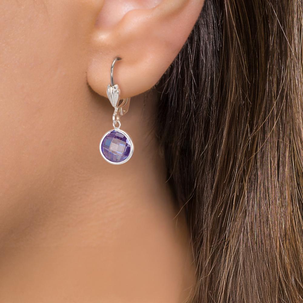 Øreringe Anti-allergisk Zirconia violet , 2 Sten , 8 mm