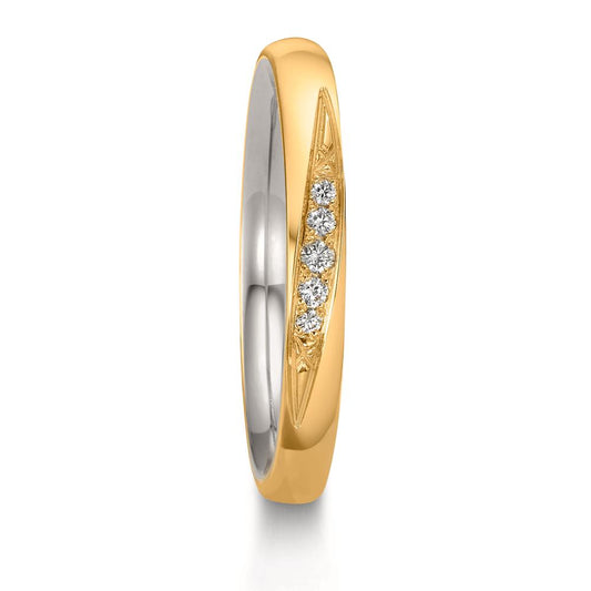 Partnerringe 750/18K guld, 950 platin Diamant 0.051 ct, 5 Sten , w-si