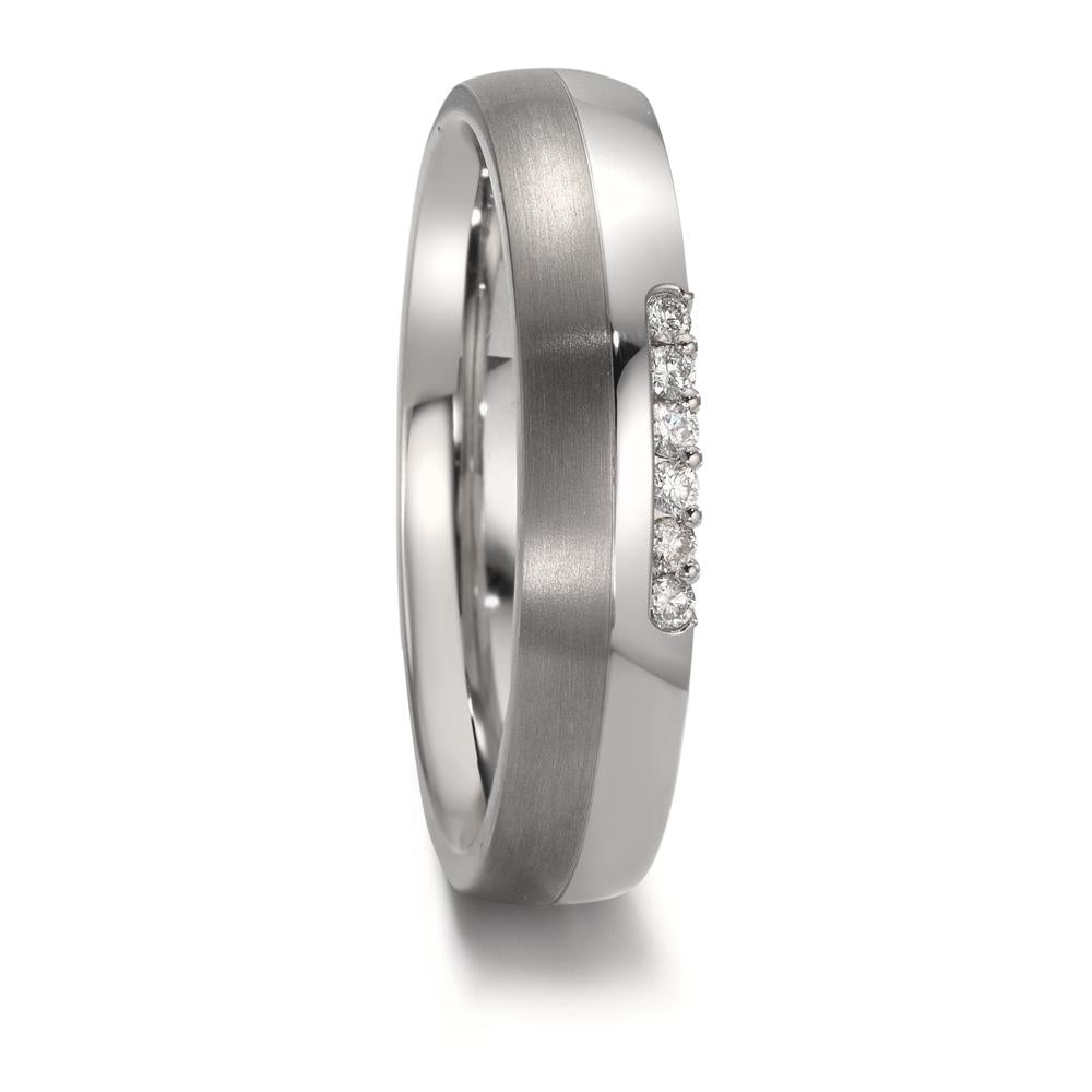 Partnerringe Rustfrit stål, Titanium Diamant 0.09 ct, 6 Sten , w-si