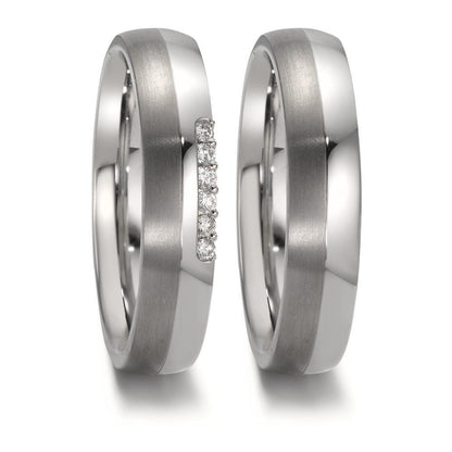 Partnerringe Rustfrit stål, Titanium Diamant 0.09 ct, 6 Sten , w-si