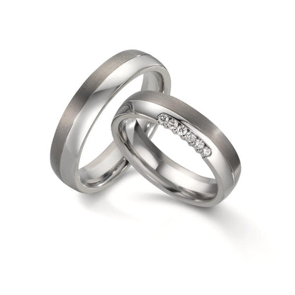 Partnerringe Rustfrit stål, Titanium Diamant 0.09 ct, 6 Sten , w-si