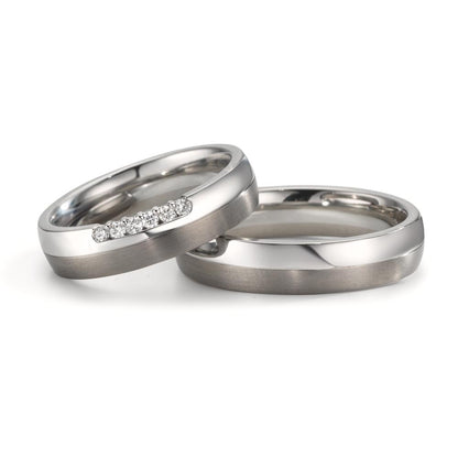 Partnerringe Rustfrit stål, Titanium Diamant 0.09 ct, 6 Sten , w-si