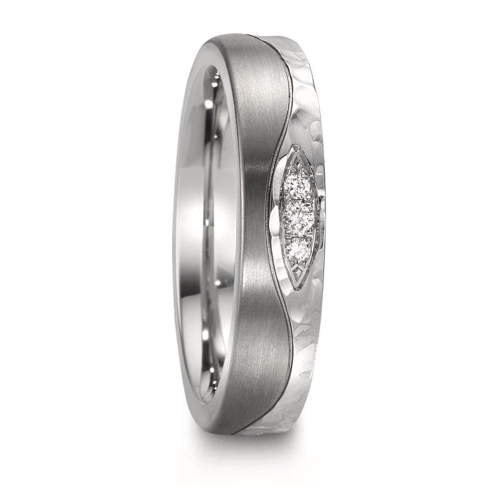 Partnerringe Rustfrit stål, Titanium Diamant 0.045 ct, 3 Sten , w-si