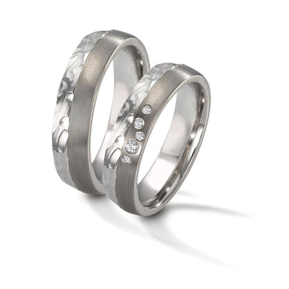 Partnerringe Rustfrit stål, Titanium Diamant 0.05 ct, 5 Sten , w-si
