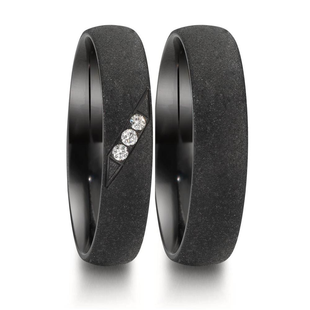 Partnerringe Zirkonium Diamant 0.045 ct, 3 Sten , w-si