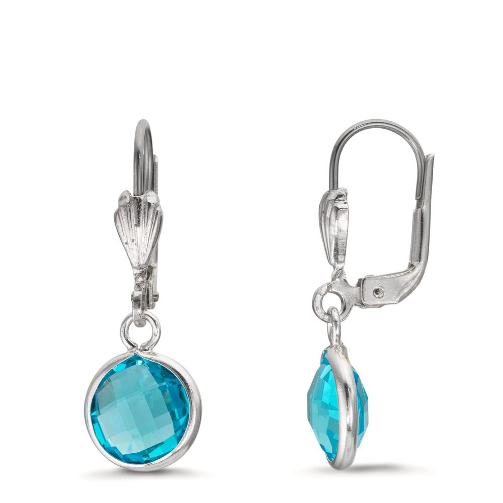 Øreringe Anti-allergisk Zirconia aqua , 2 Sten , 8 mm