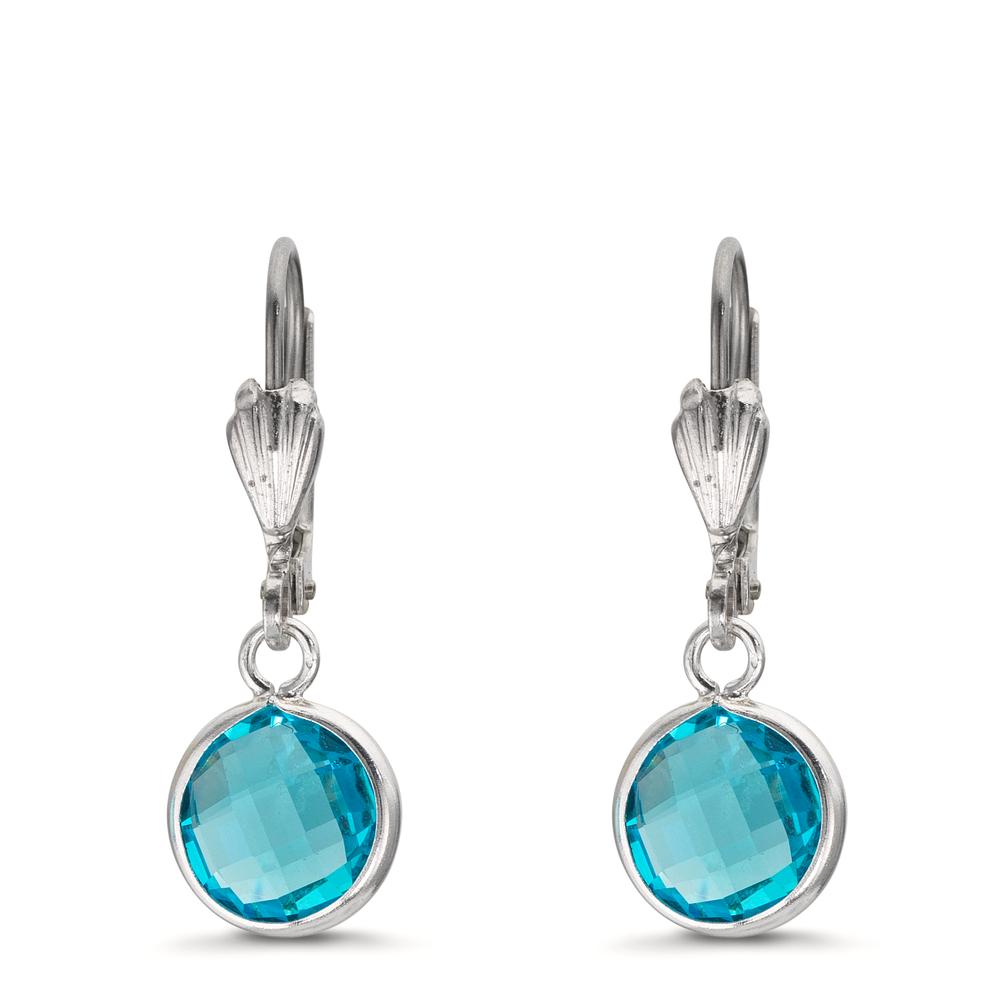 Øreringe Anti-allergisk Zirconia aqua , 2 Sten , 8 mm
