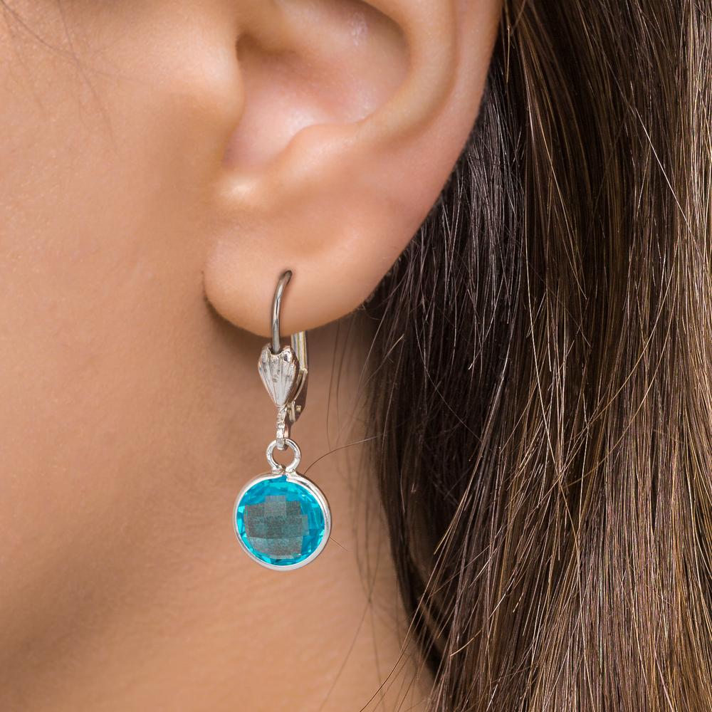Øreringe Anti-allergisk Zirconia aqua , 2 Sten , 8 mm