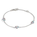 Armbånd Sølv Zirconia farverig rhodineret Hjerte 14-16 cm