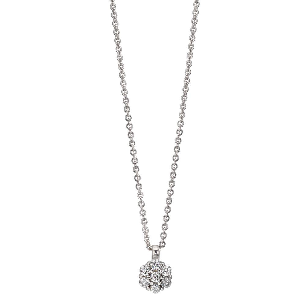 Collier Sølv Zirconia 7 Sten rhodineret Blomst 38 cm