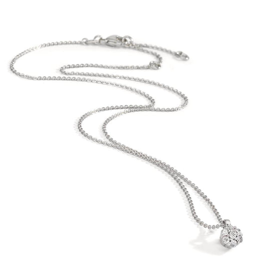 Collier Sølv Zirconia 7 Sten rhodineret Blomst 38 cm