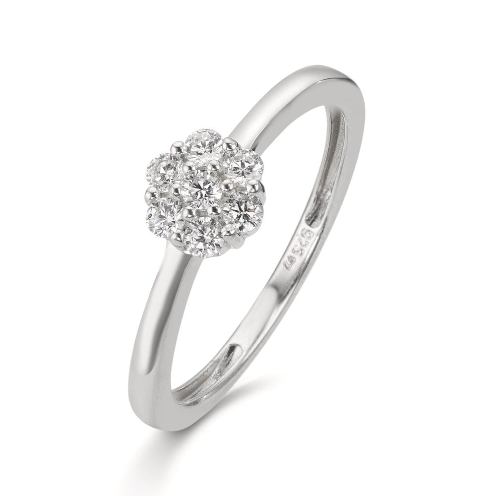 Ringe Sølv Zirconia 7 Sten rhodineret