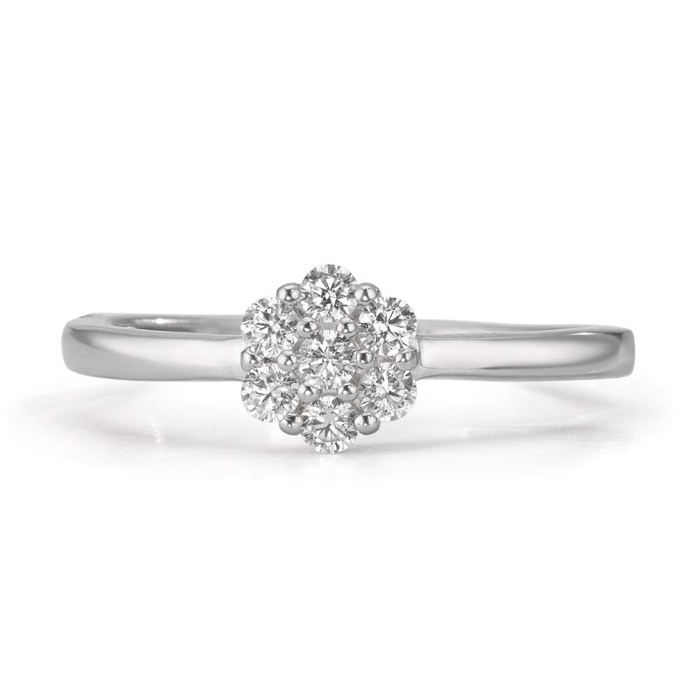 Ringe Sølv Zirconia 7 Sten rhodineret