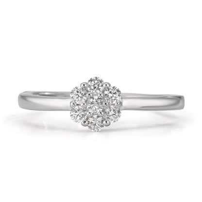 Ringe Sølv Zirconia 7 Sten rhodineret