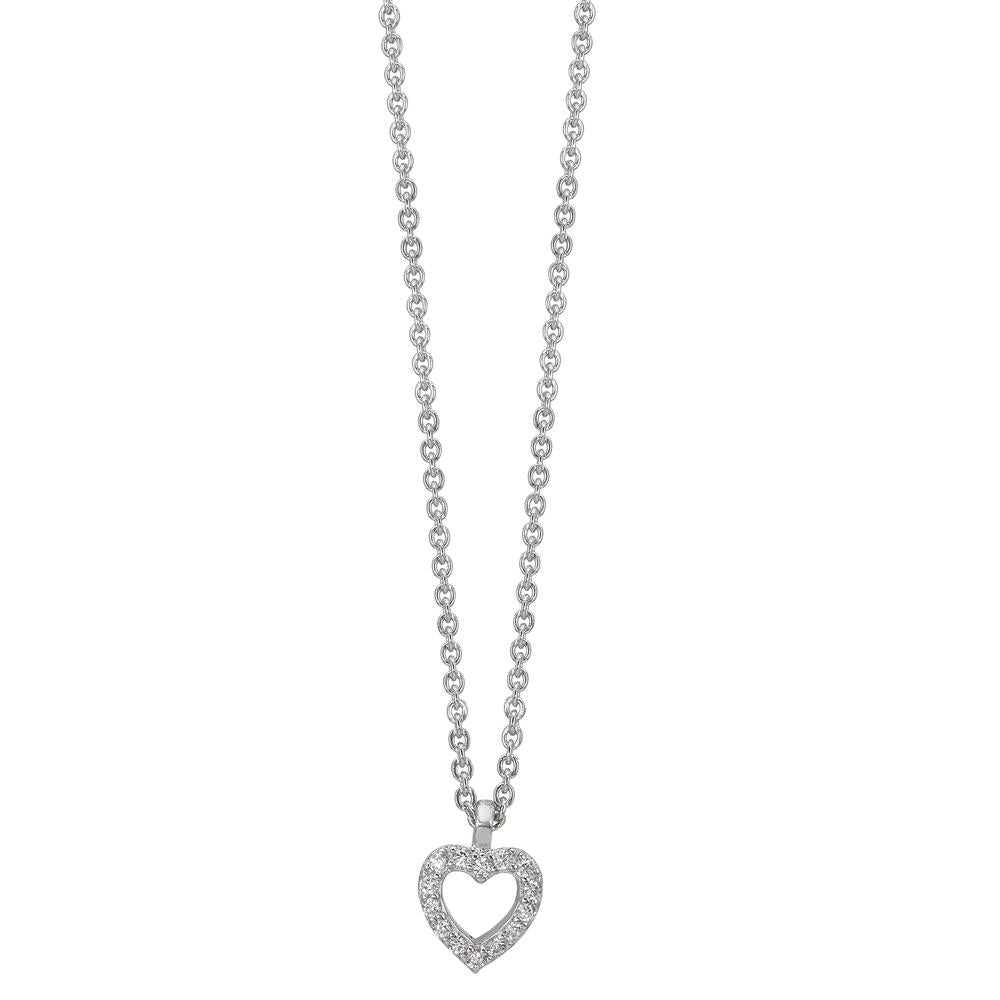 Collier Sølv Zirconia 16 Sten rhodineret Hjerte 38-42 cm