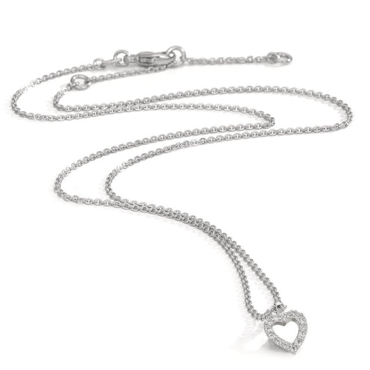 Collier Sølv Zirconia 16 Sten rhodineret Hjerte 38-42 cm