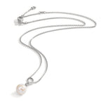 Collier Sølv rhodineret Ferskvands kulturperle 7.5-8 mm 38-42 cm