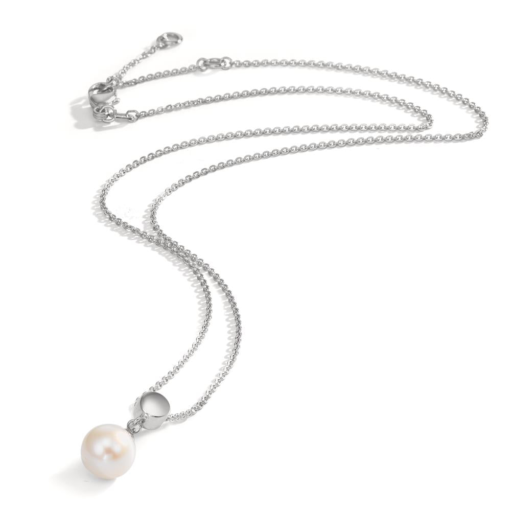 Collier Sølv rhodineret Ferskvands kulturperle 7.5-8 mm 38-42 cm