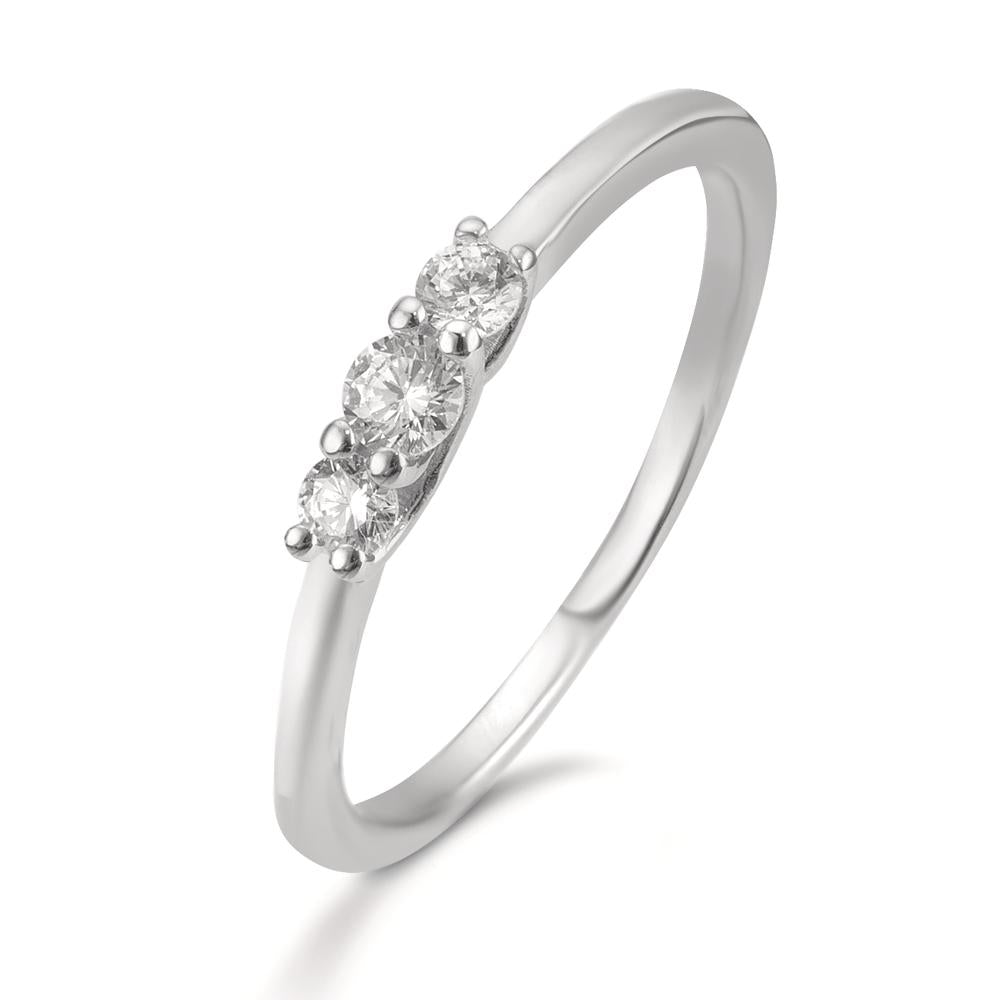 Ringe Sølv Zirconia 3 Sten rhodineret